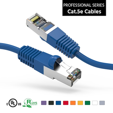 CAT5E Shielded (FTP) Ethernet Network Booted Cable- 3Ft- Blue